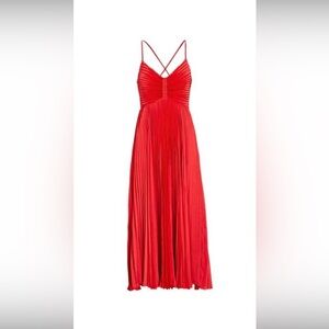 ALC Gemini Red Pleated Midi Dress- Worn Once